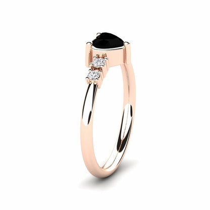 Heart Black Engagement Ring Taylor 14K Rose Gold