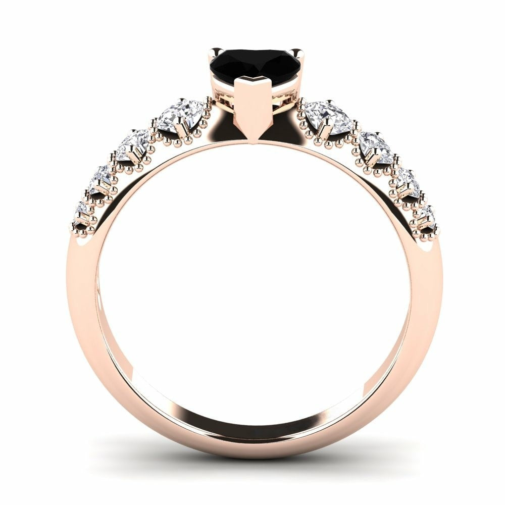 Black Diamond Heart Ring Isadora 14K Rose Gold