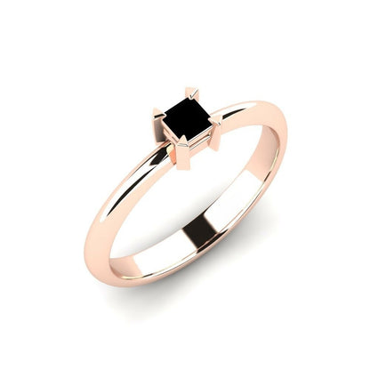 0.20 Carat Black Princess Cut Diamond Ring In Yellow Gold Zembi