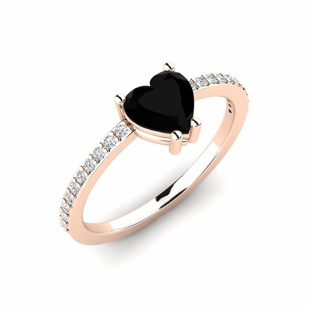 Black Diamond Heart Ring Joy 14K Rose Gold