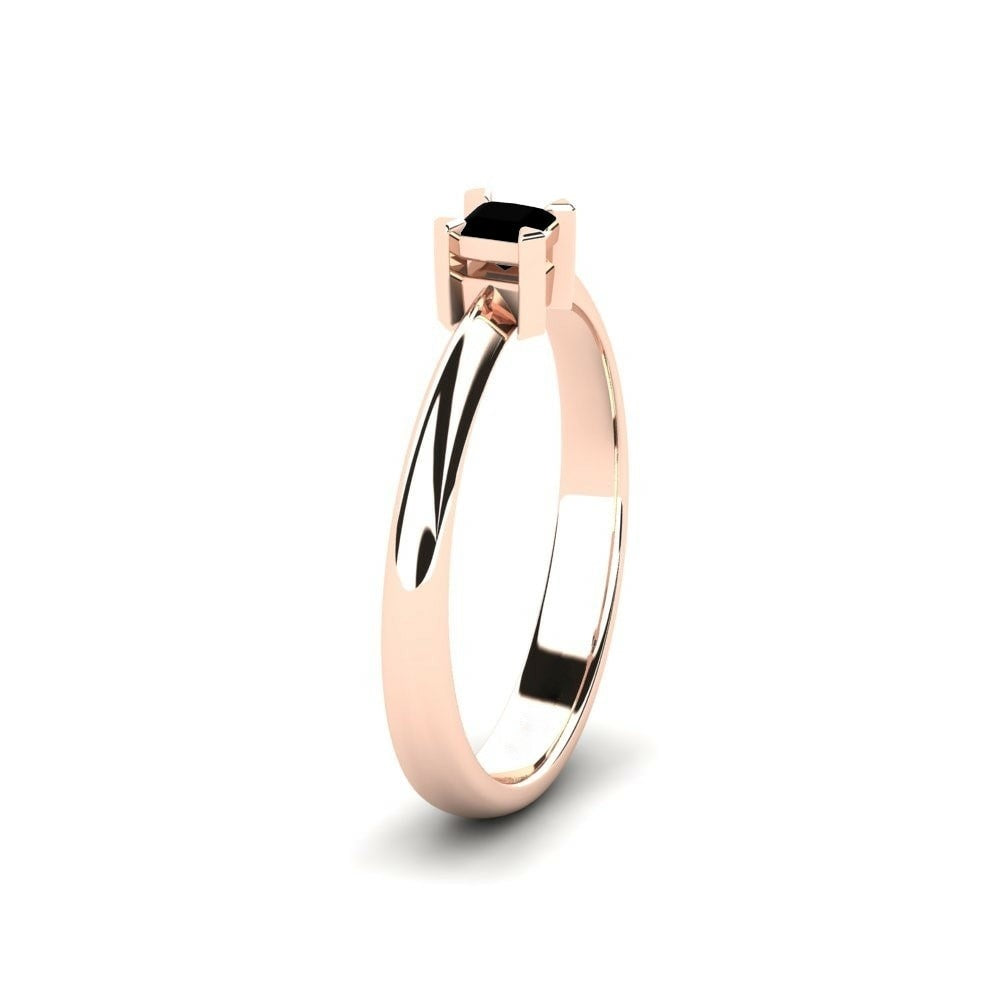 0.20 Carat Black Princess Cut Diamond Ring In Yellow Gold Zembi