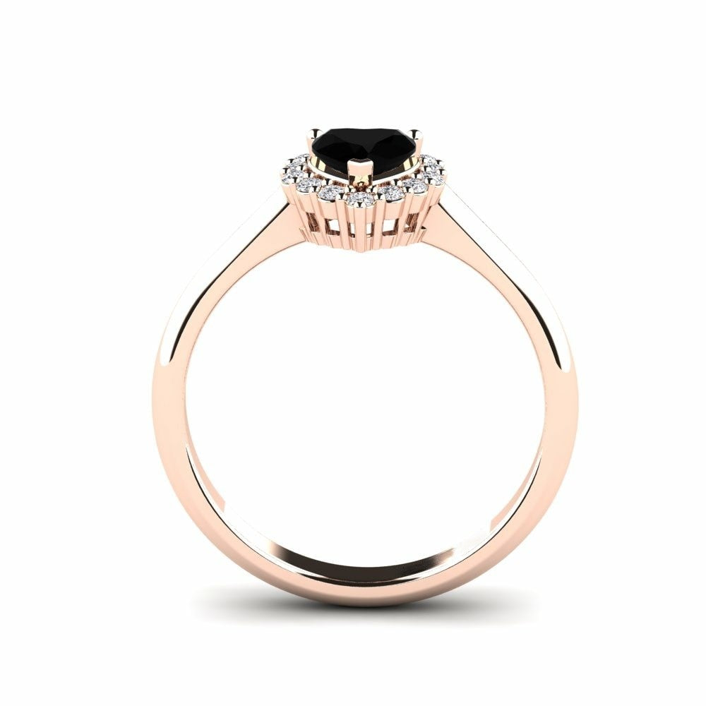 0.45 Carat Black Diamond Heart Ring Frostine 14K Rose Gold