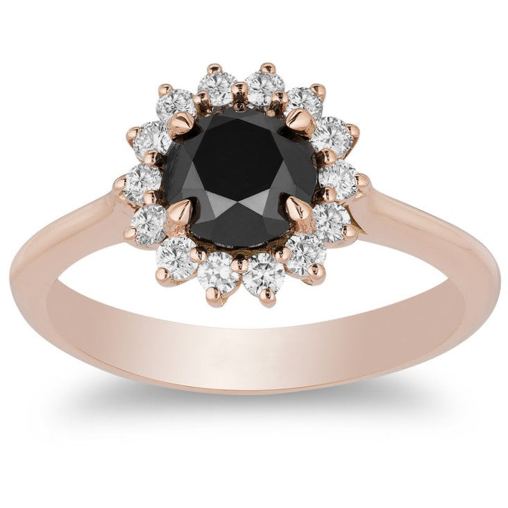 Reva Black and White Diamond Ring 14k Rose Gold - Blackdiamond