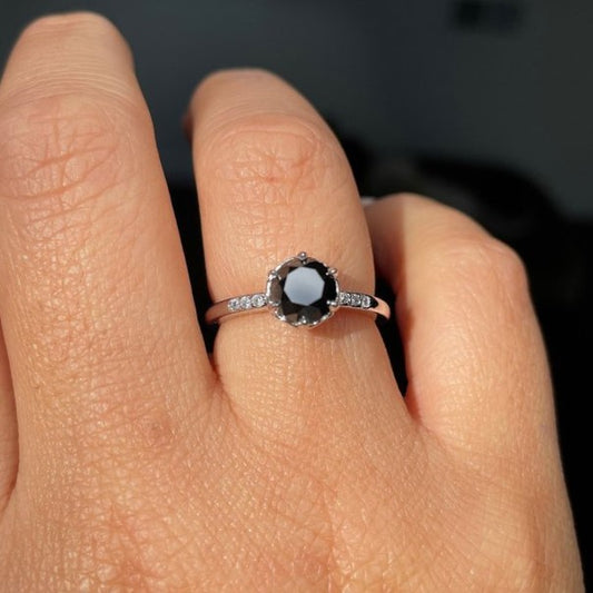 Rose Black & White Diamond Ring - Blackdiamond