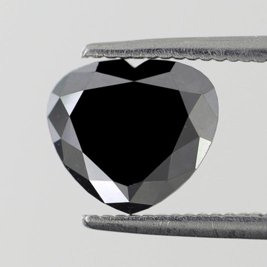 Loose Natural Heart Shape Diamond 1.74 Carat Black Enhanced Color Conflict Free Black Diamond For Vintage Style Engagement Ring