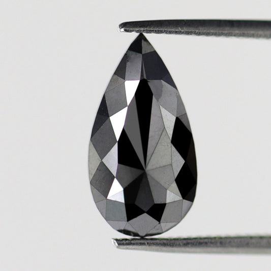 Elongated Pear Shape Diamond Heated Black Color 2.79 Carat Loose Natural Ethically Sourced AAA Quality Black Diamond Pendant
