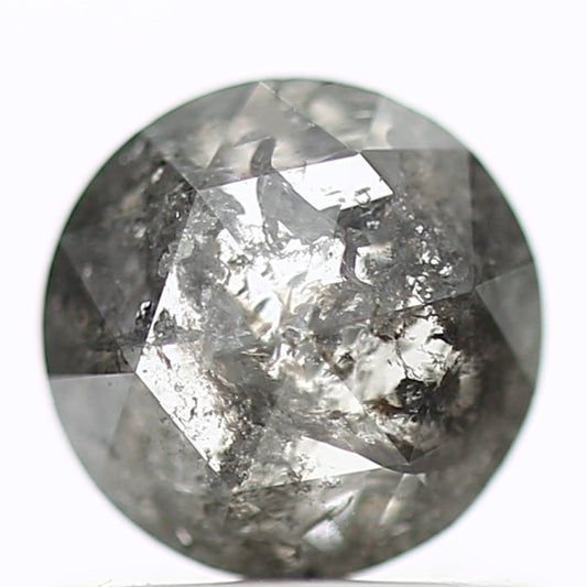 0.83 Carat 5.6 MM Natural Fancy Gray Rose Cut Salt and Pepper Diamond