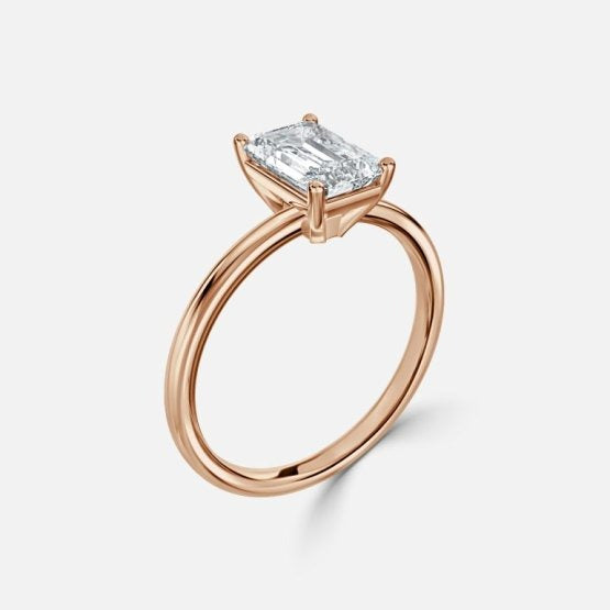 Deltic Emerald Solitaire Engagement Ring 14K / 18K Solid Gold