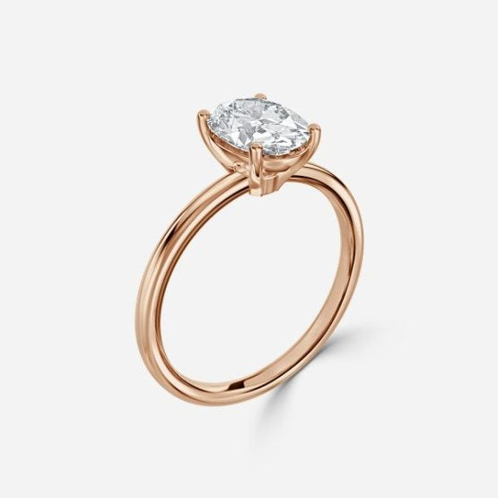 Deltic Oval Solitaire Engagement Ring 14K / 18K Solid Gold