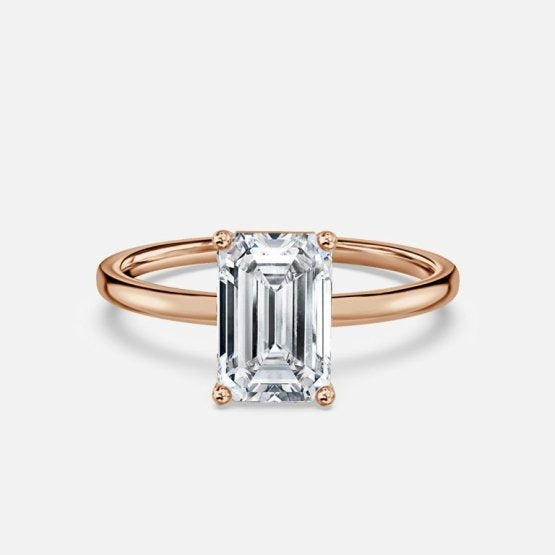 Deltic Emerald Solitaire Engagement Ring 14K / 18K Solid Gold