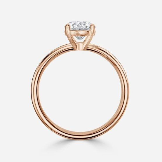 Deltic Oval Solitaire Engagement Ring 14K / 18K Solid Gold