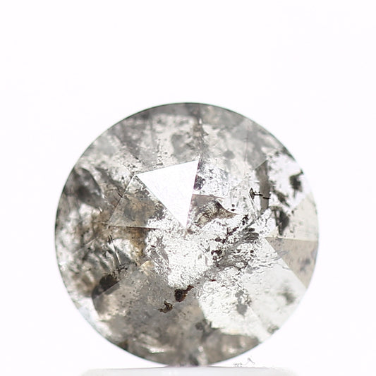 0.98 Carat 6.9 MM Natural Gray Rose Cut Salt and Pepper Diamond