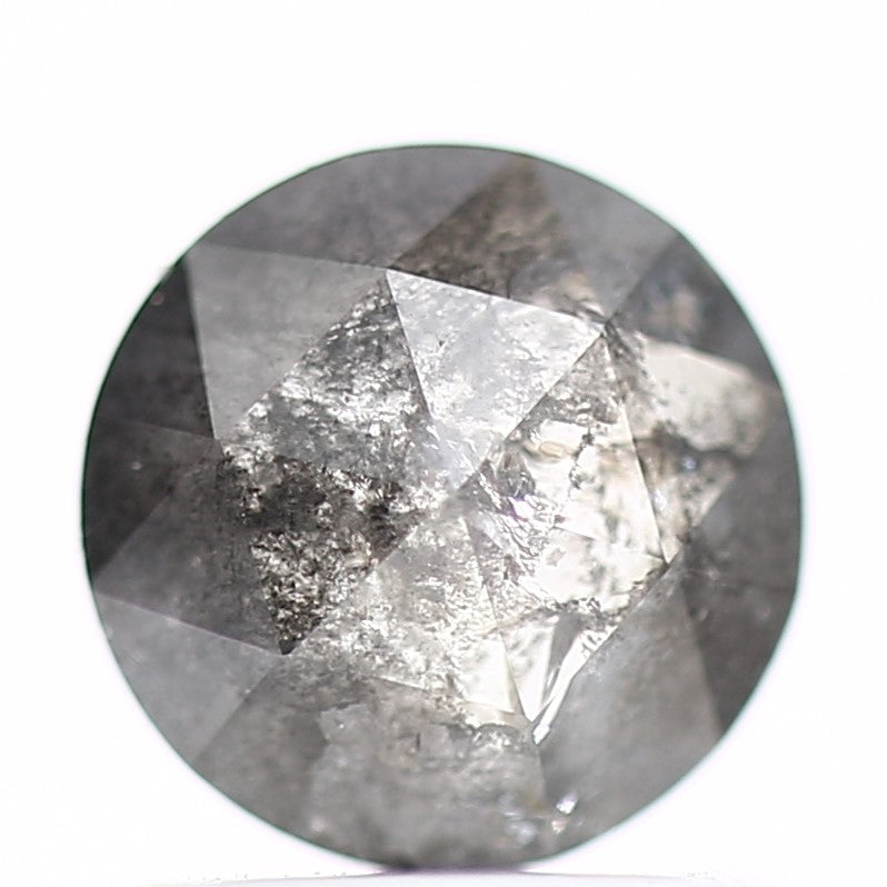 0.96 Carat 6.3 MM Natural Fancy Gray Rose Cut Salt and Pepper Diamond - Blackdiamond