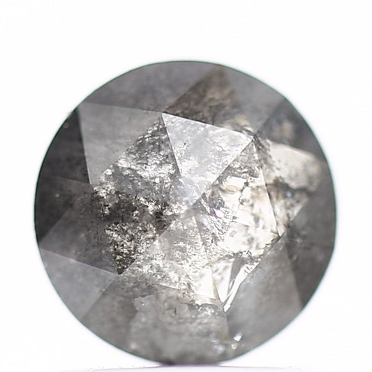 0.96 Carat 6.3 MM Natural Fancy Gray Rose Cut Salt and Pepper Diamond