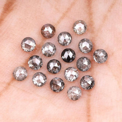 salt and pepper rosecut diamond 2.5 mm