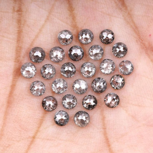 2 MM Salt Pepper Round Rose Diamond Natural Diamond For Wedding Ring