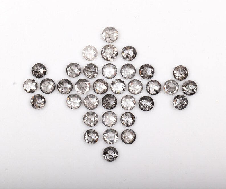 4.50 CT, 3 MM Salt Pepper Round Rose Cut Natural Earth Mined Diamond