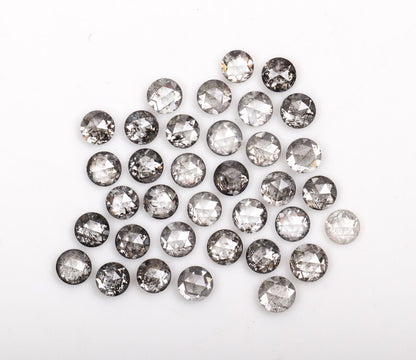 4.50 CT, 3 MM Salt Pepper Round Rose Cut Natural Earth Mined Diamond