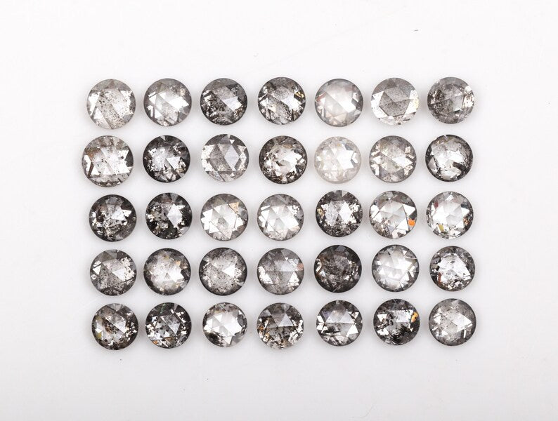 4.50 CT, 3 MM Salt Pepper Round Rose Cut Natural Earth Mined Diamond