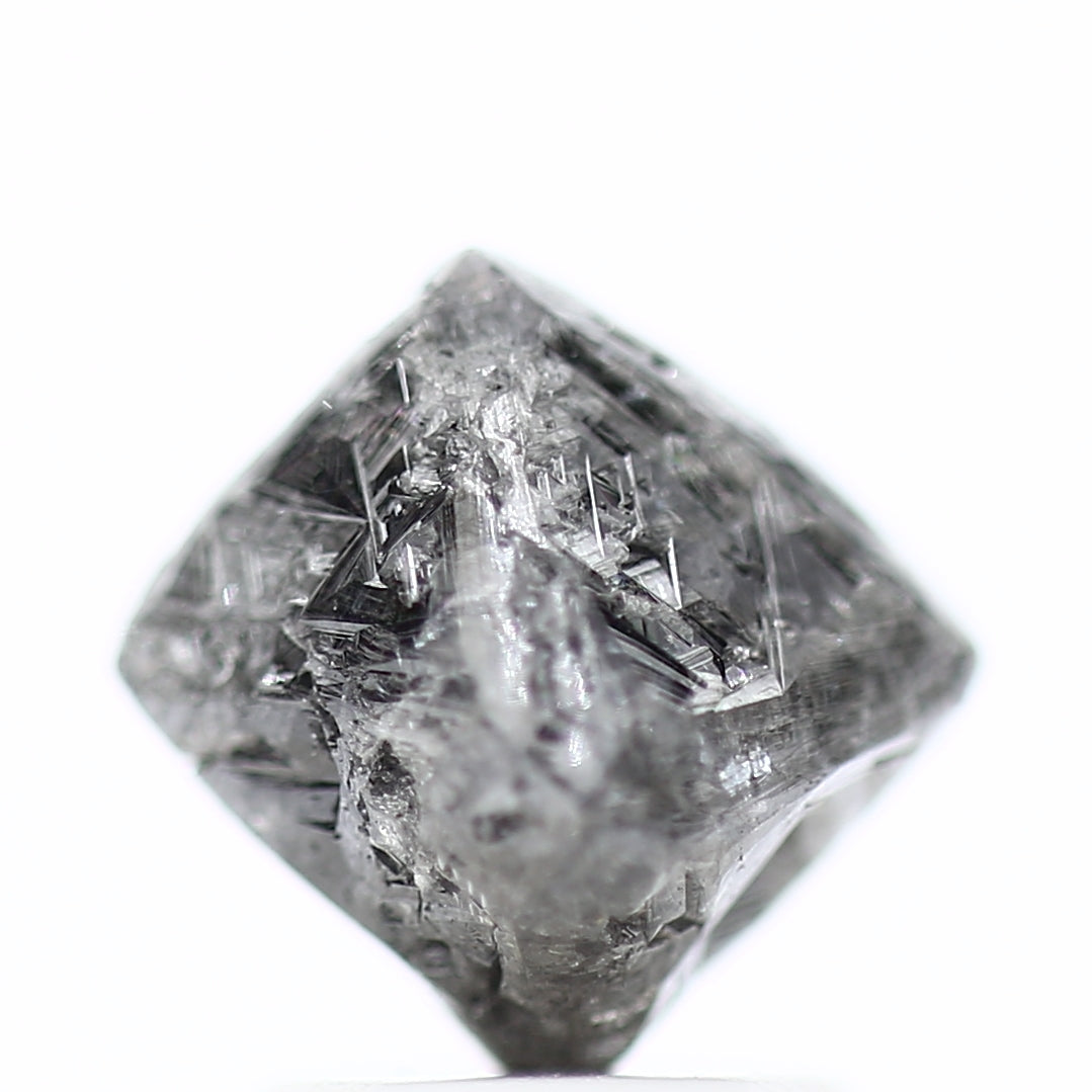 2.37 Tcw Octahedron Rough Black Diamond Gray Black Raw Mined Diamonds - Blackdiamond