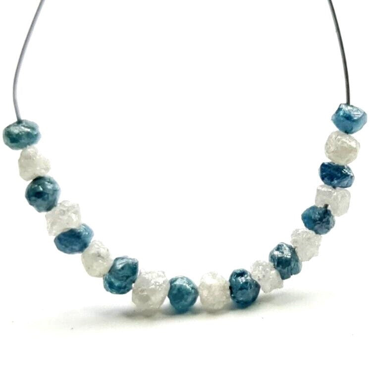 Natural Loose Diamond Beads Blue & White Rough Beads Bracelet