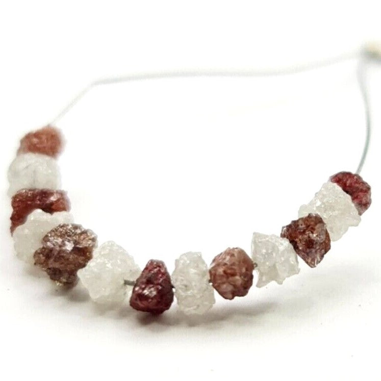 2 Carat Fancy Red White Color Rough Diamond Beads With Drilled Hole