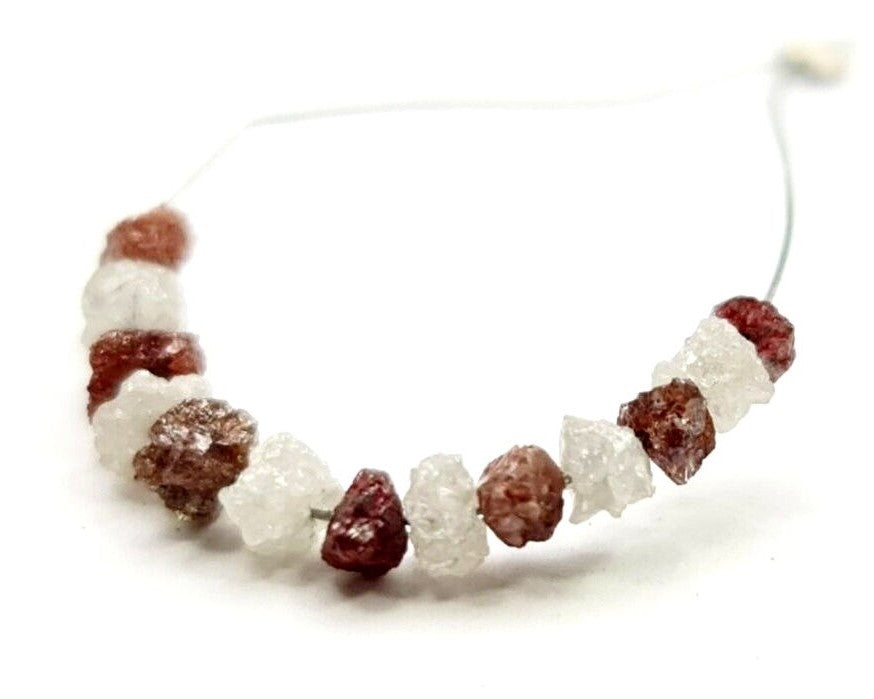 2 Carat Fancy Red White Color Rough Diamond Beads With Drilled Hole