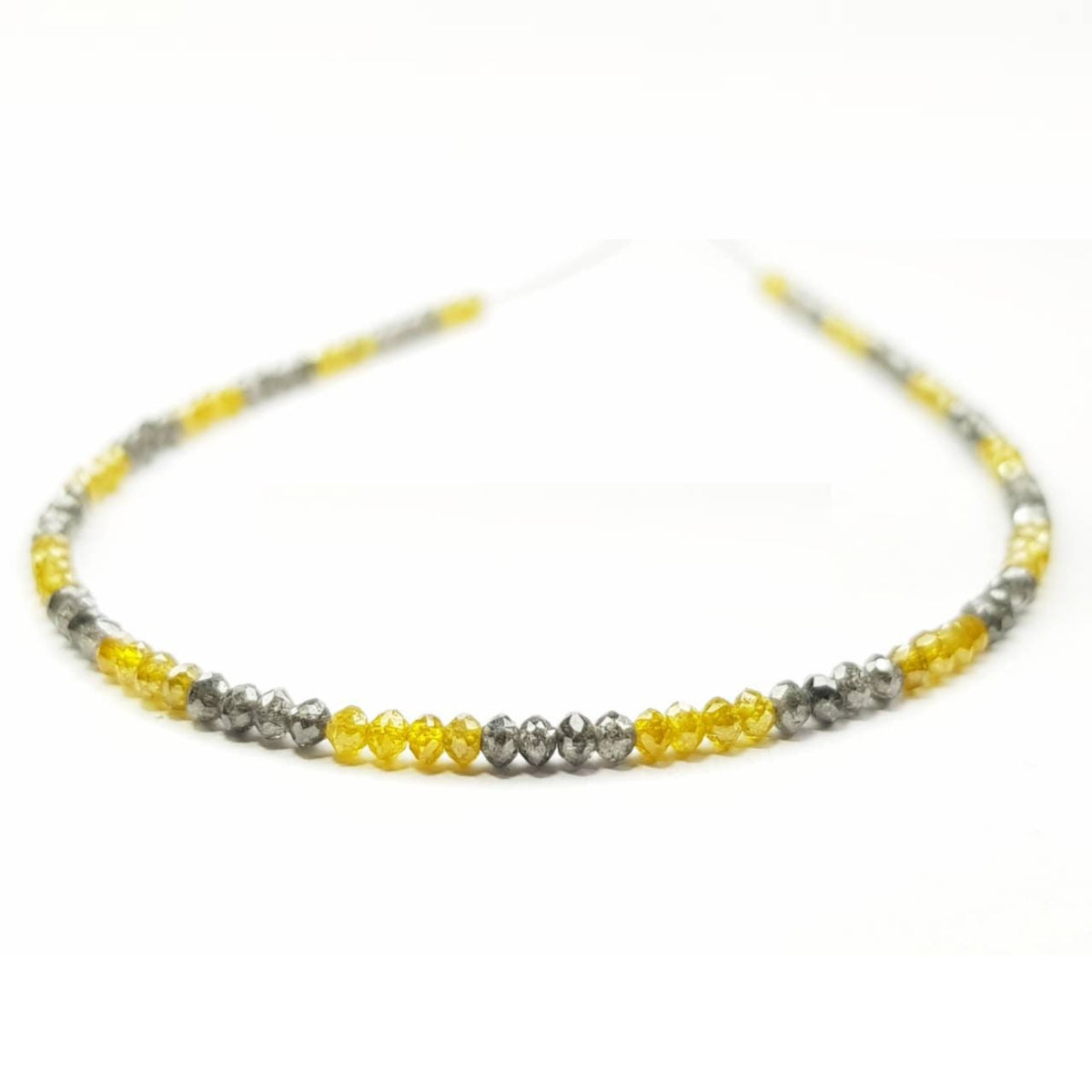 9 Carat Diamond Beads Necklace Yellow Fancy Gray Diamond 925 Silver Clap