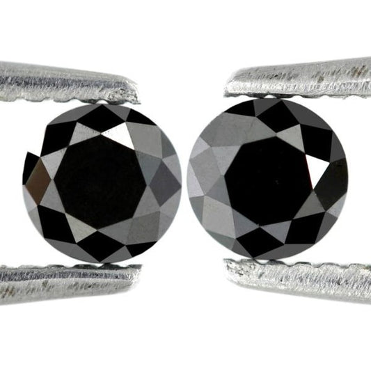 0.60 Carat 3.8 X 3.8 X 3 mm natural black diamonds pair for solitaire stud earrings - Blackdiamond