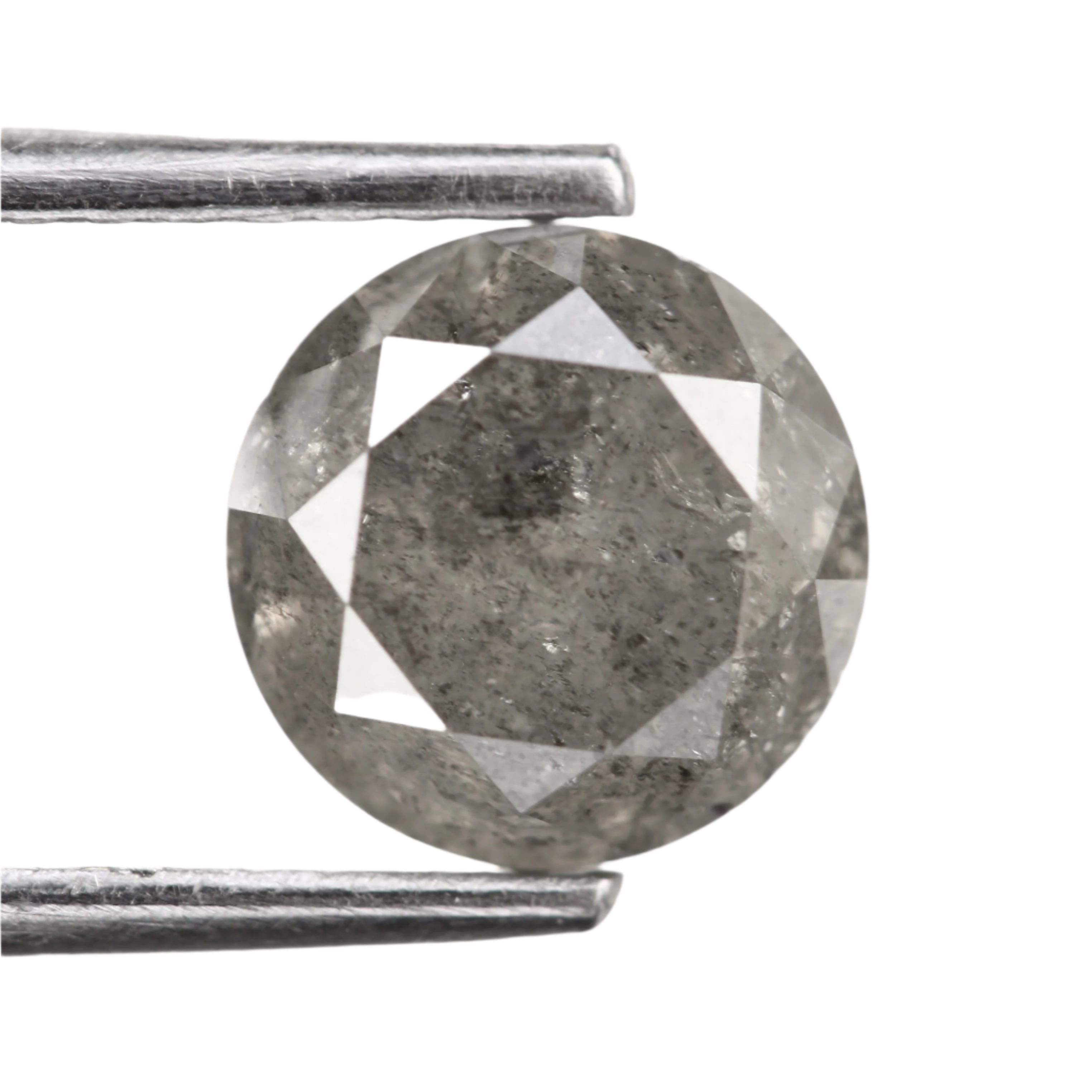 1.37 Carat Fancy Gray Round Salt and Pepper Diamond 6.6 MM