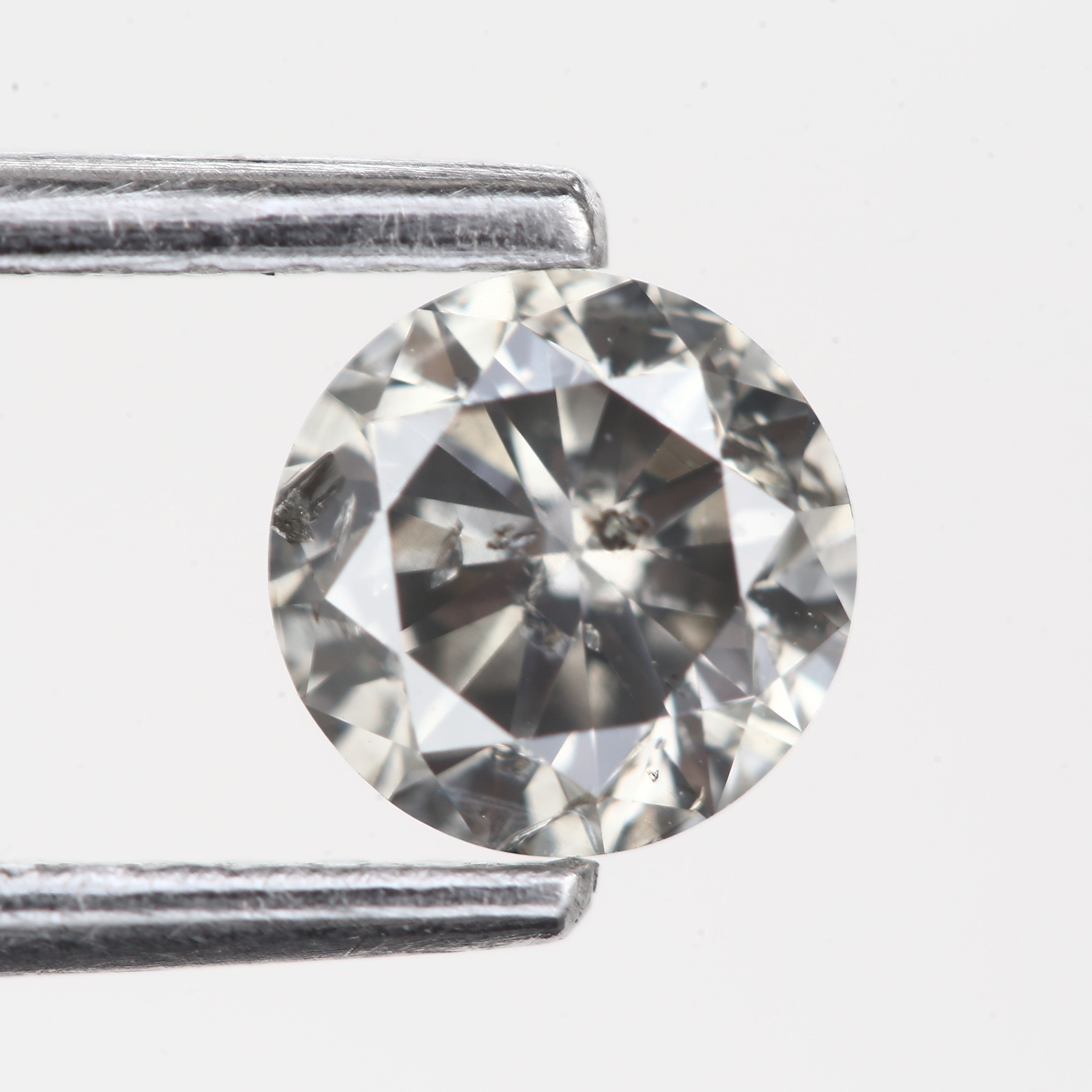 0.50 Carat Natural Round Opalescent Gray Salt and Pepper Diamond 4.9 MM