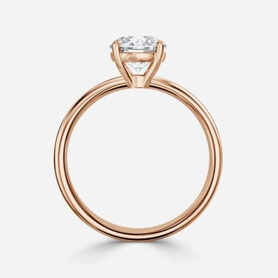 Deltic Round Solitaire Engagement Ring 14K / 18K Solid Gold