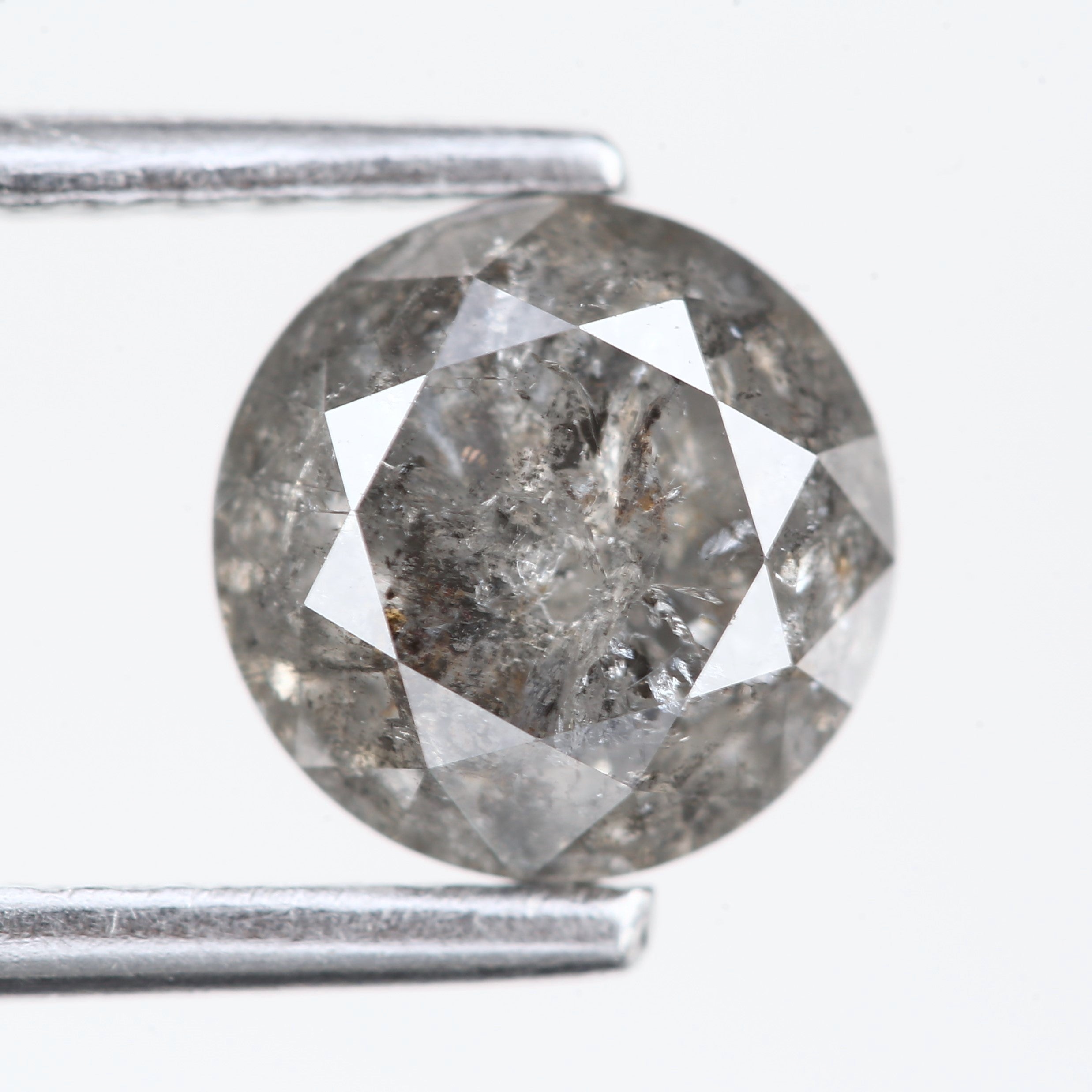 1.36 Carat Natural Fancy Gray Round Salt and Pepper Diamond 6.5 MM