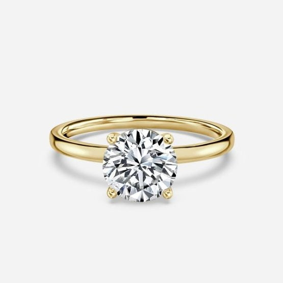 Deltic Round Solitaire Engagement Ring 14K / 18K Solid Gold