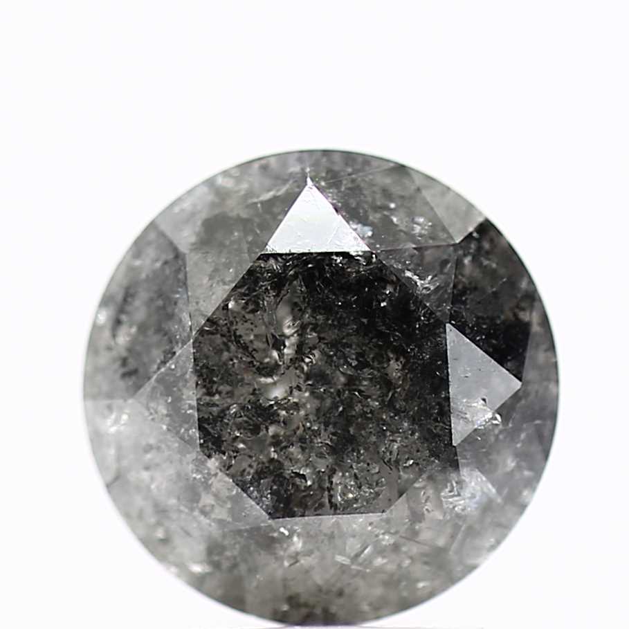 1.83 Carat Natural Grey Round Loose Salt Pepper Diamond 8 MM - Blackdiamond