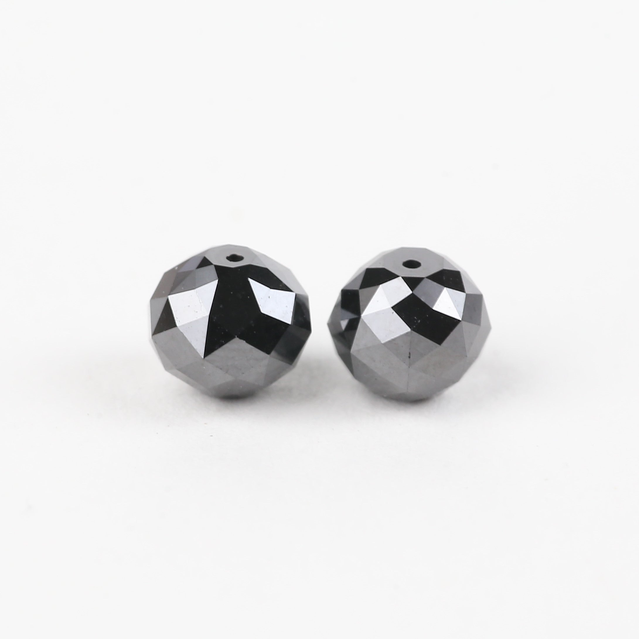 5.68 Tcw Black Diamond Beads Checker Cut Balls 7.31 MM