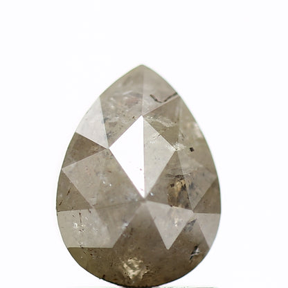 1.58 Carat Natural Pear Rose Cut Gray Rustic Diamond SDM441