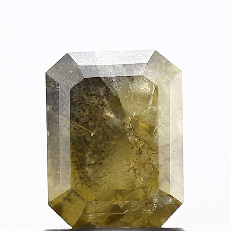 1.09 Carat 6.90 MM Fancy Rustic Yellow Emerald Cut Salt Pepper Diamond - Blackdiamond