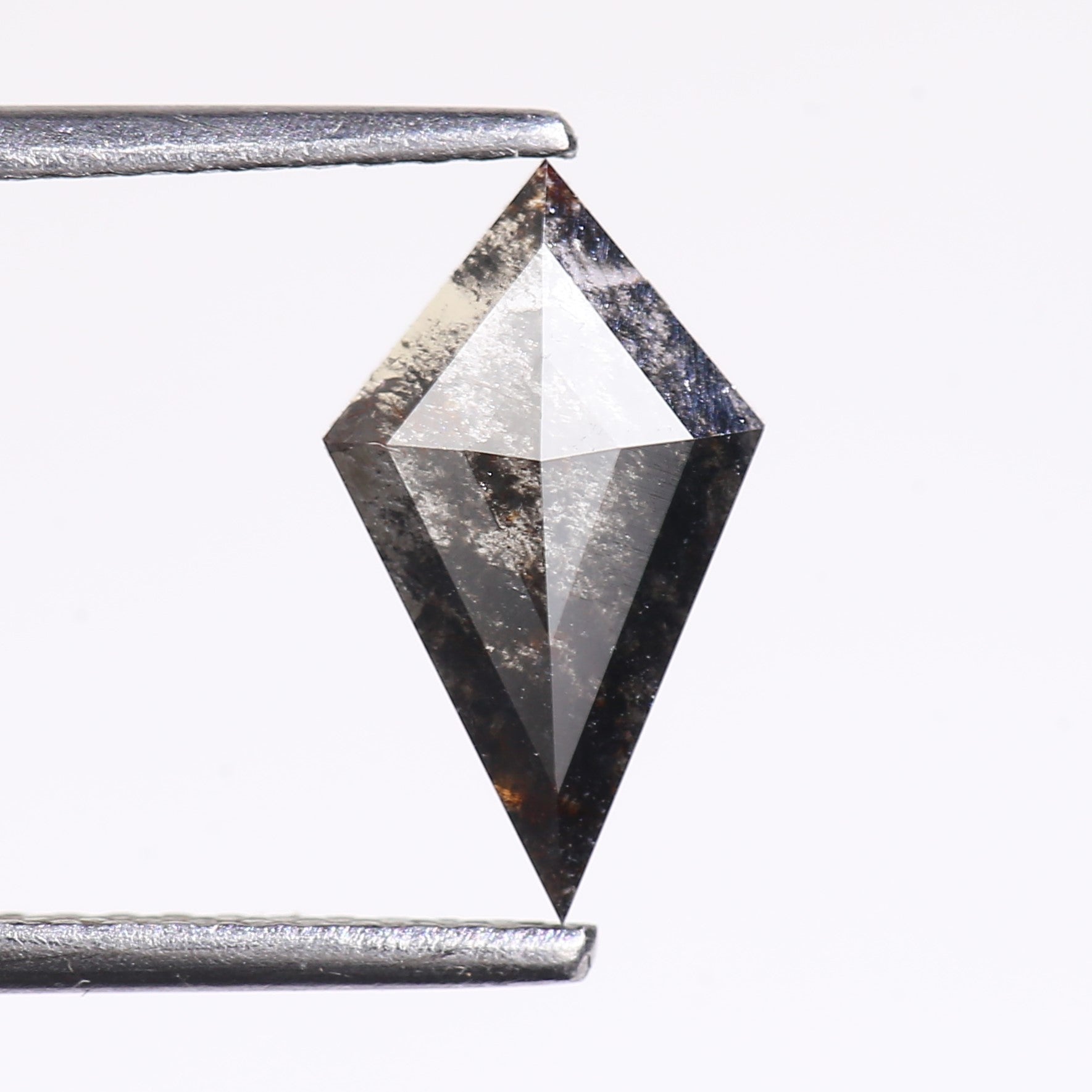 0.97 Carat Natural Salt And Pepper Kite Cut Grey Black Diamond 11.21 MM