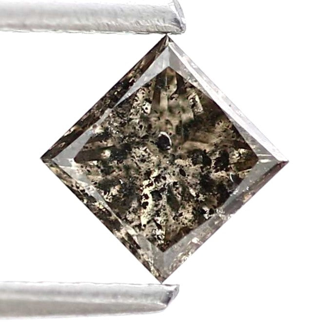 0.49 Carat 4.12 MM Natural Loose Princess Cut Salt and Pepper Diamond - Blackdiamond