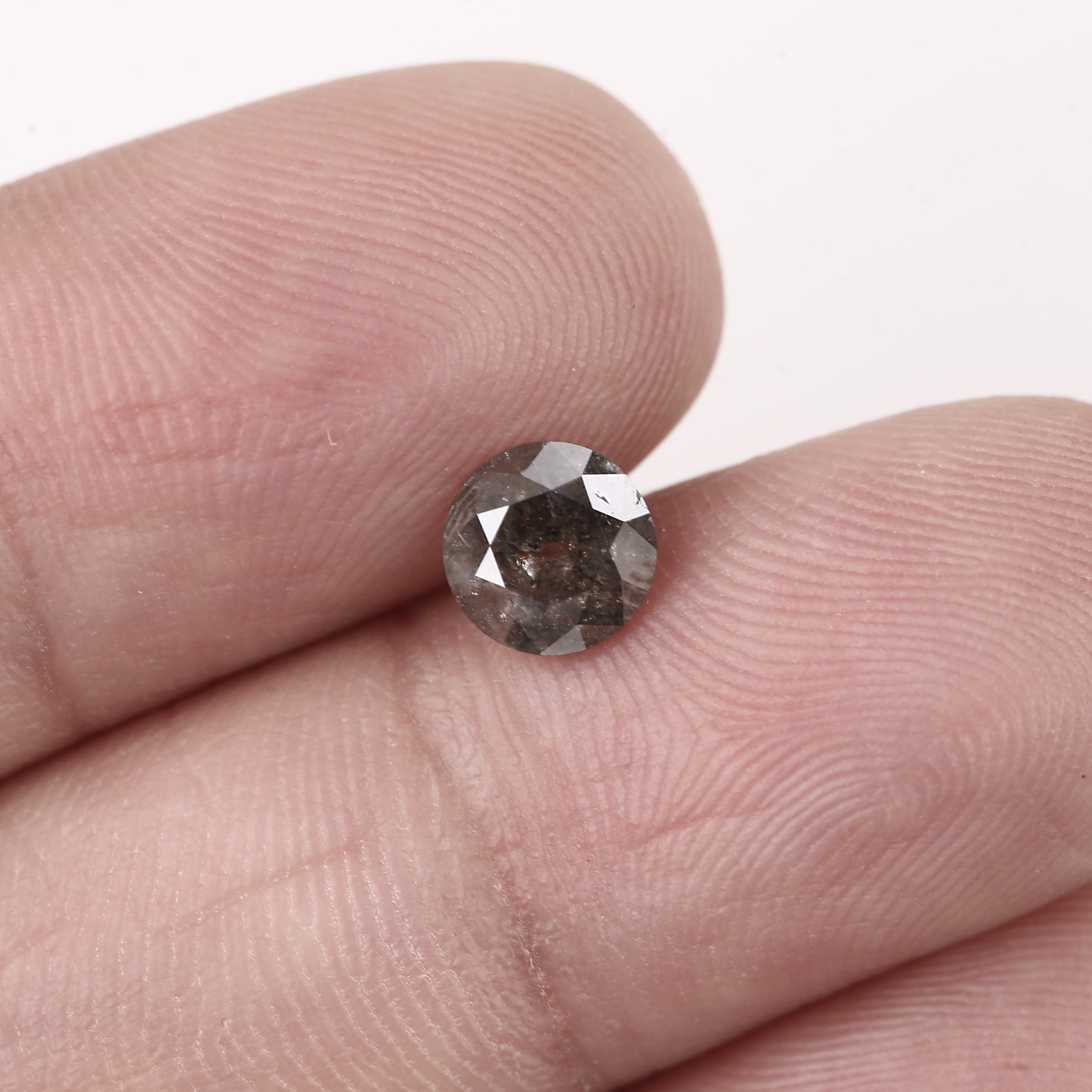 0.88 Ct Round Cut Salt and Pepper Diamond 6 MM Natural Brown and Grey Tones
