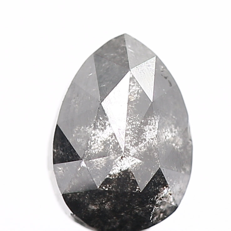 0.97 Carat Natural Pear Rose Cut Gray Salt and Pepper Diamond SDM162
