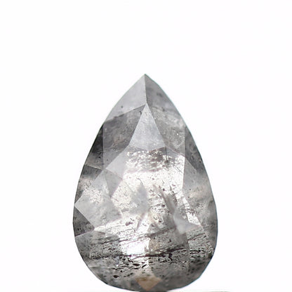 0.74 Carat Natural Pear Rose Cut Gray Salt and Pepper Diamond SDM122