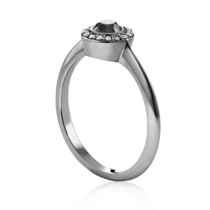 Ava Halo Black and White Diamond Ring 14k Black Gold - Blackdiamond