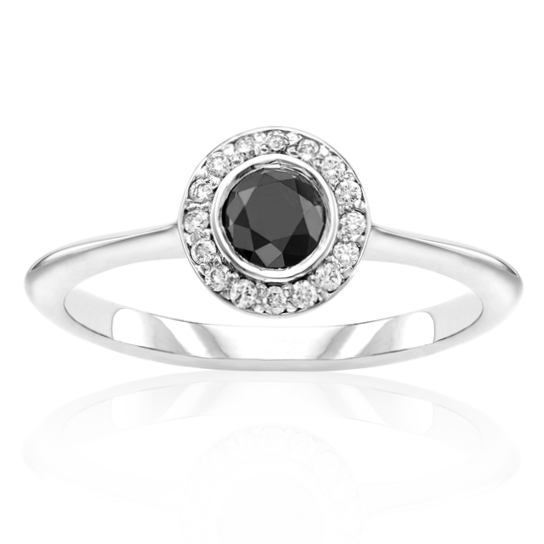Ava Halo Black and White Diamond Ring - Blackdiamond