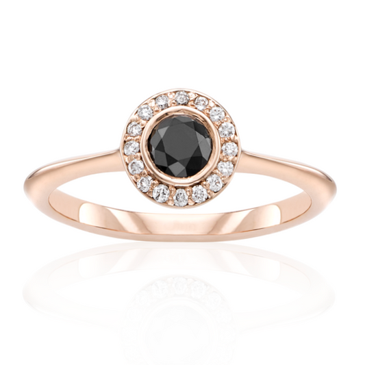 Ava Halo Black and White Diamond Ring
