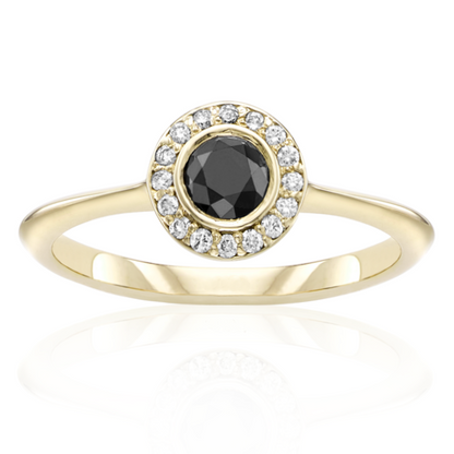 Ava Halo Black and White Diamond Ring - Blackdiamond