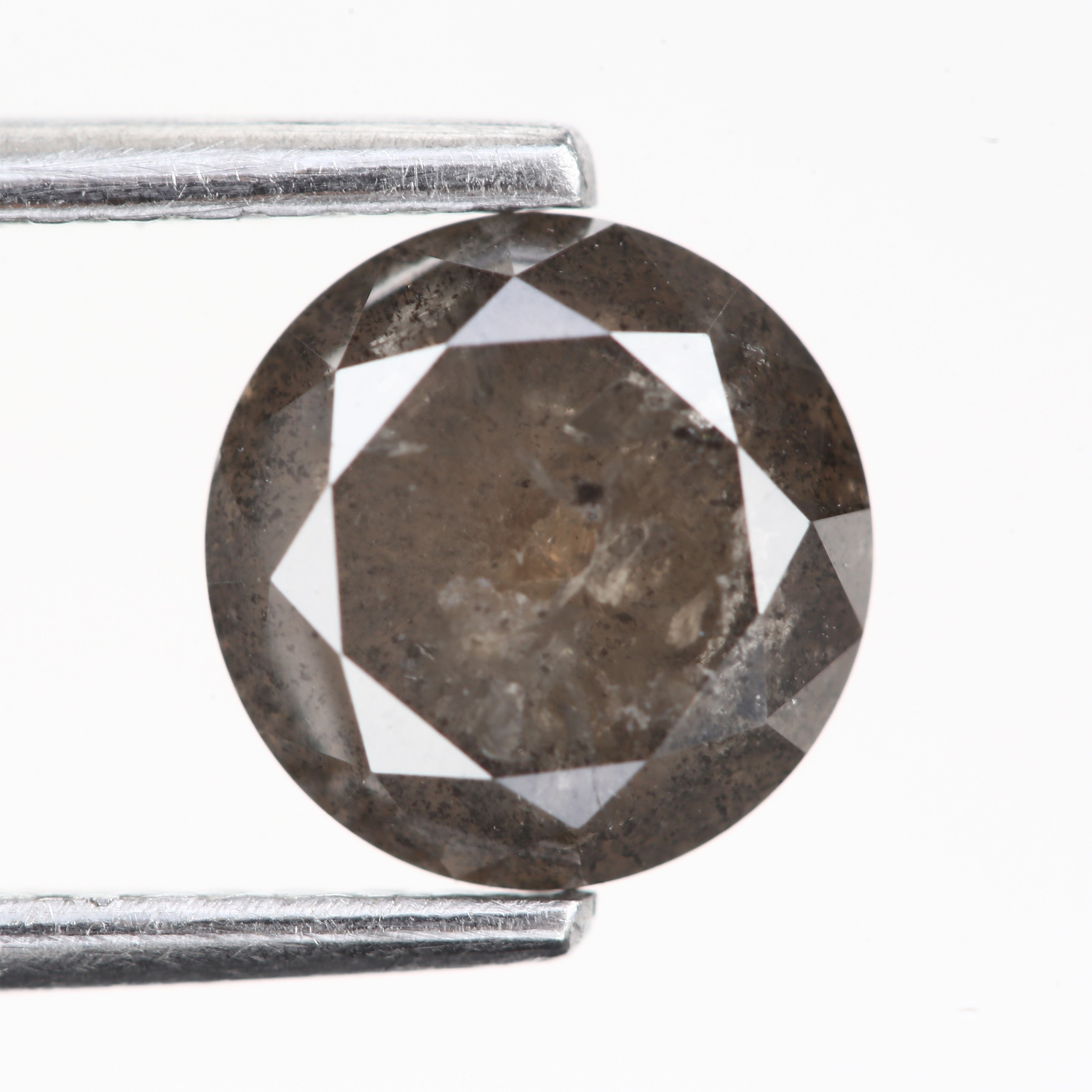1.38ct Round Natural Smoky Salt and Pepper Diamond 6.7 MM