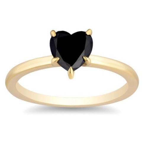 2 Carat 14K Rose Gold Solitaire Heart Shape Black Diamond Engagement Ring Perfect Gift For Her - Blackdiamond