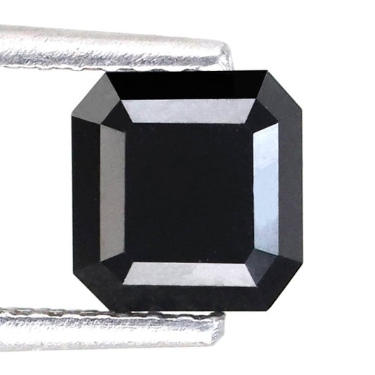1.40 Carat Natural Diamond 6 MM Black Emerald Square Shape Emerald Cut Ring Black Emerald Necklace